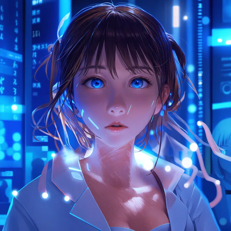 Anime illustration of a female scientist in a white lab coat working in a futuristic data center0 Auraflow_Refiner_animapencil_Refiner_cleanup.png (1600×1600)